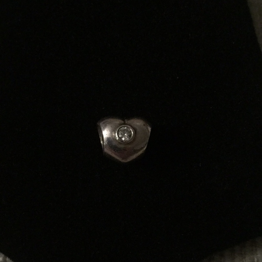 Pandora Sterling Silver Heart Bead with stone